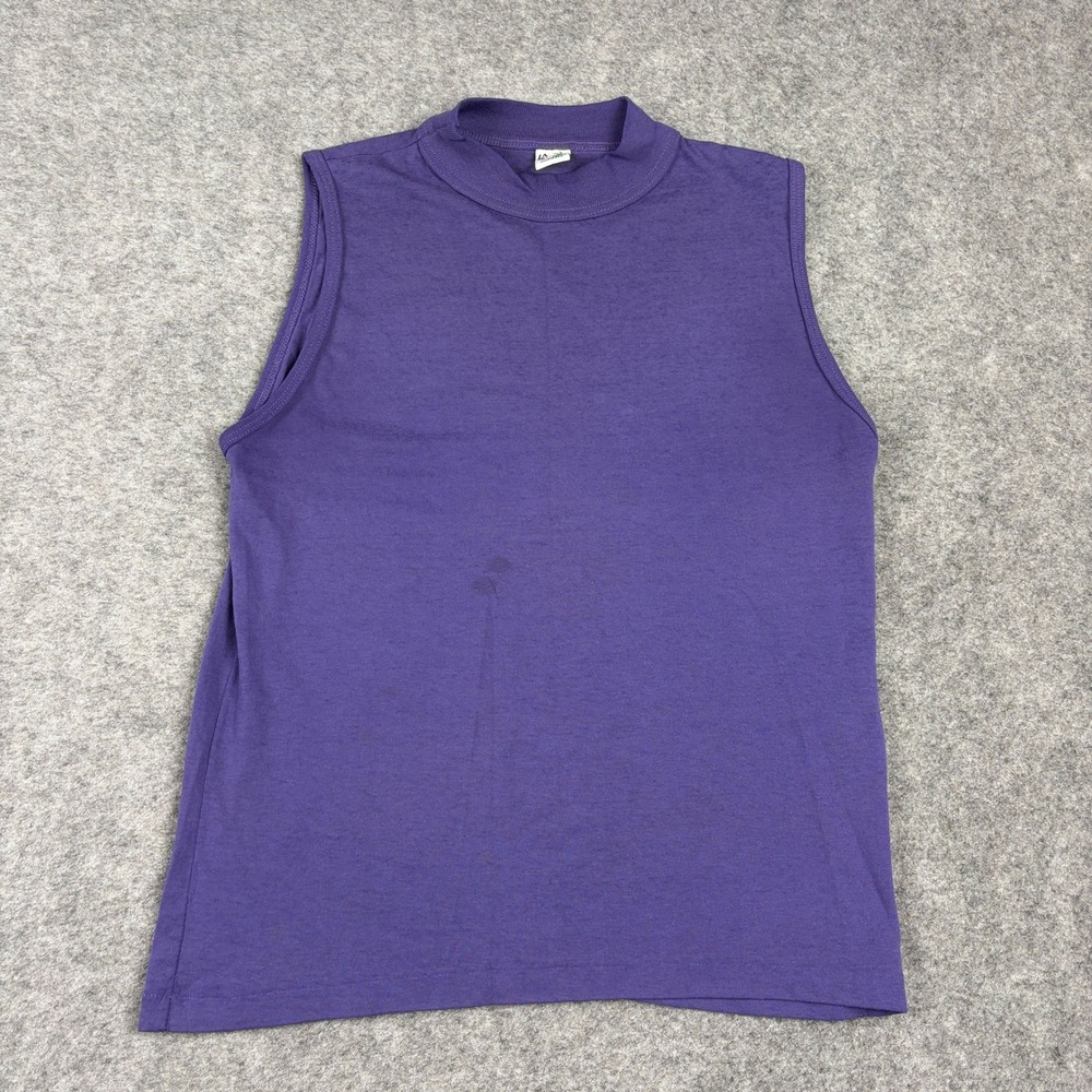 La Playa Sleeveless‎ Mock Neck Top Women Medium Purple Vintage Made in USA 90s